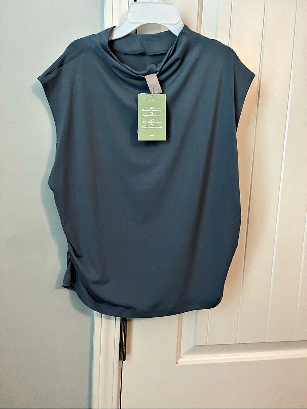 Athleta Short Sleeve Ruched Top in Blue NWT